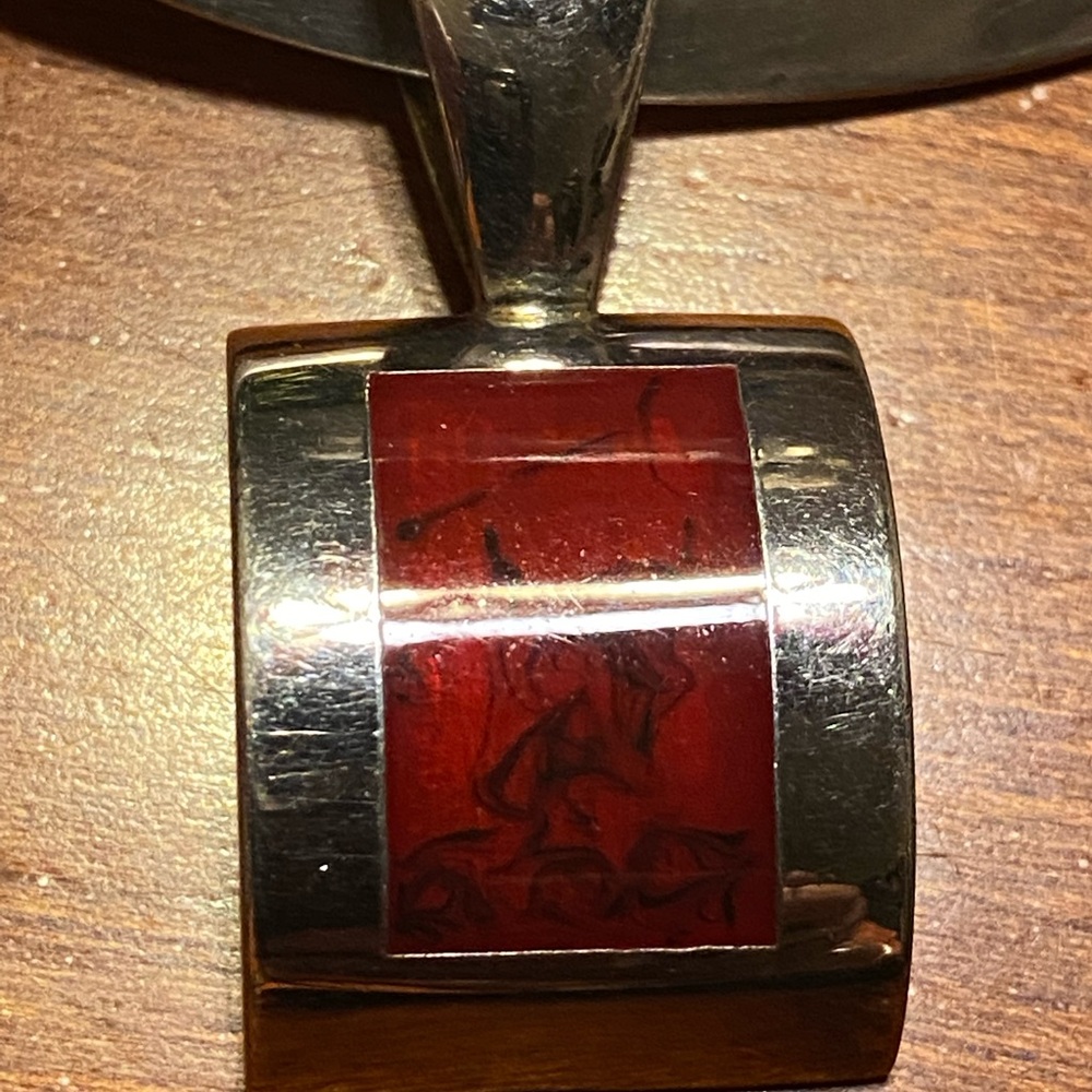 SILPADA RED JASPER PENDANT SURROUNDED BY STERLING SILVER